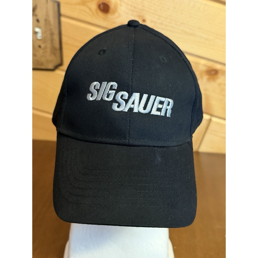 Sig Sauer Mens OSFM Black Embroidered Logo Snapback Cotton Baseball Cap Hat